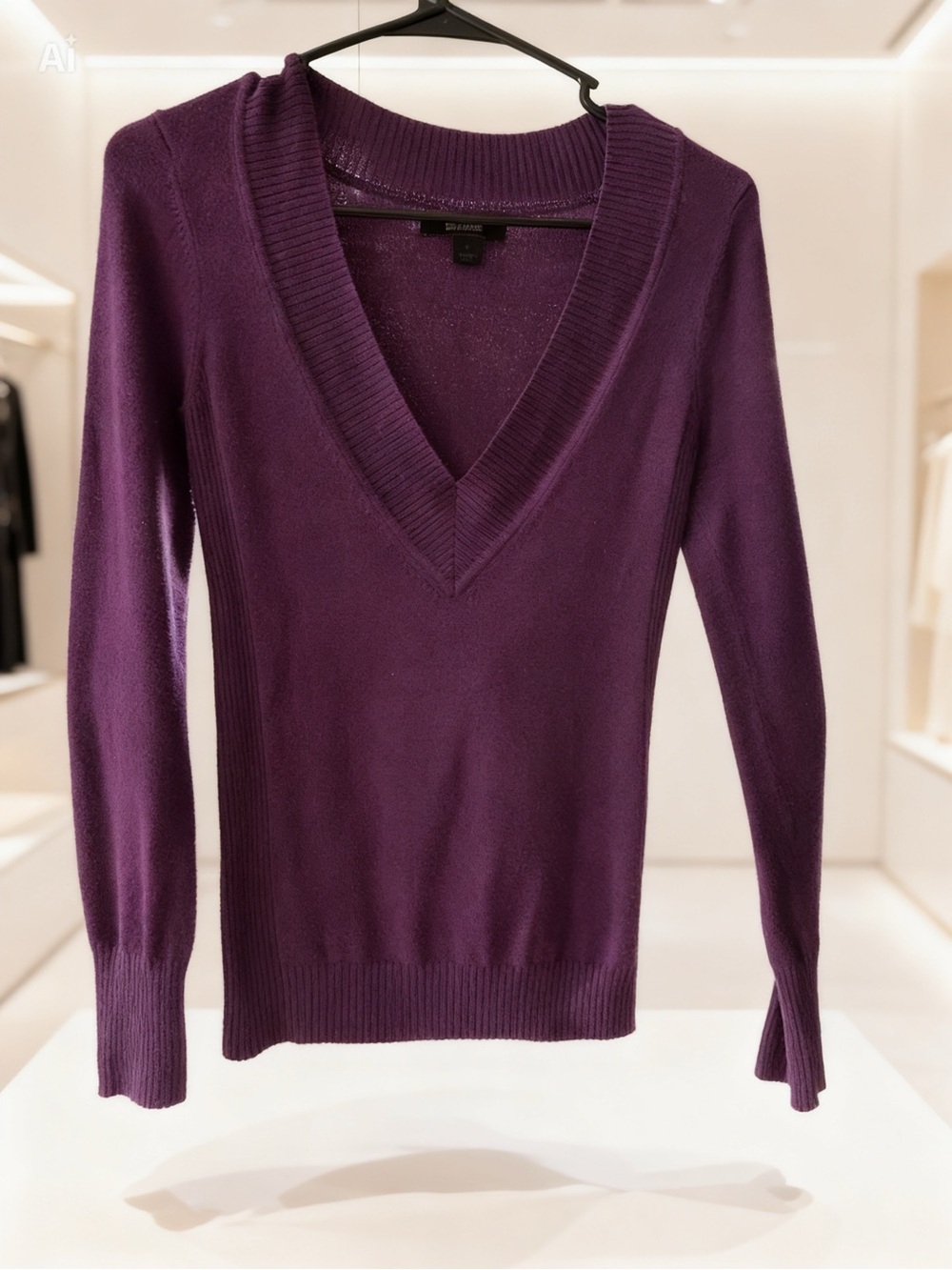 Express Deep Purple V-Neck Ribbed Sweater